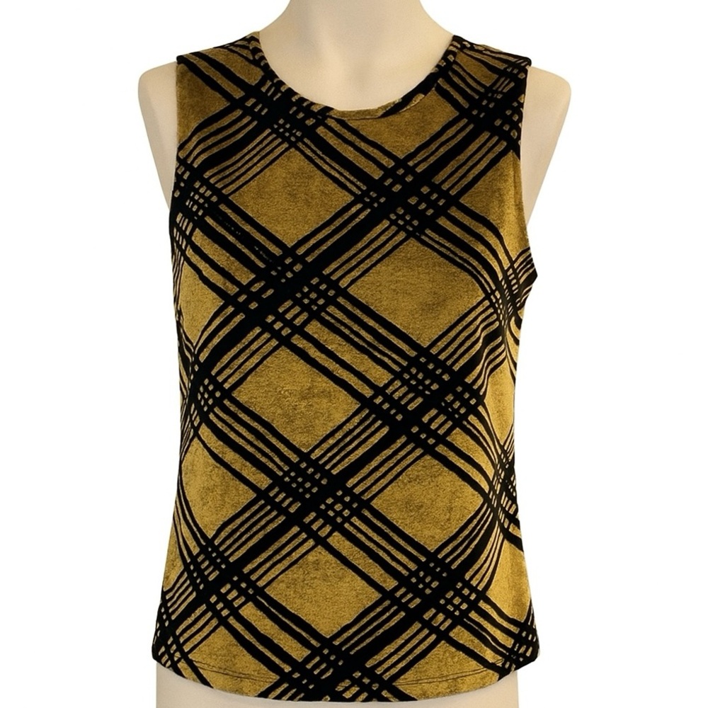 Vintage Banana Republic Gold Black Knit Tank Top | Made in Israel | M